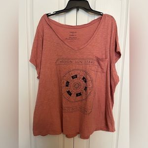 Torrid Pocket Tee - Heritage Slub Astrology Card Dusty Coral Size 4 Classic Fit